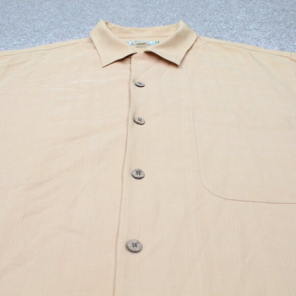 Tommy Bahama Camp Shirt Mens Large Loop Collar Orange 100% Silk S/S Hawaiian - Picture 4 of 10